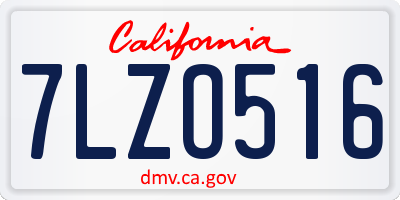 CA license plate 7LZO516