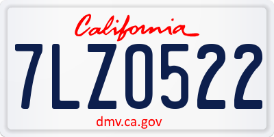 CA license plate 7LZO522
