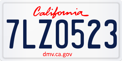 CA license plate 7LZO523