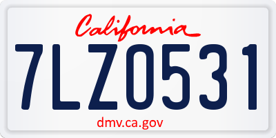 CA license plate 7LZO531