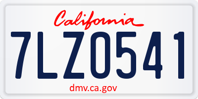 CA license plate 7LZO541