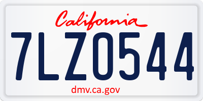 CA license plate 7LZO544