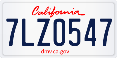 CA license plate 7LZO547