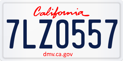 CA license plate 7LZO557