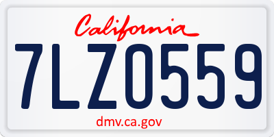 CA license plate 7LZO559