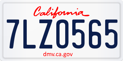 CA license plate 7LZO565