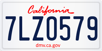 CA license plate 7LZO579