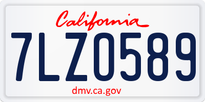 CA license plate 7LZO589