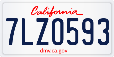 CA license plate 7LZO593