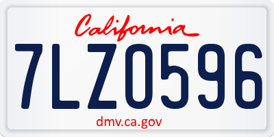 CA license plate 7LZO596