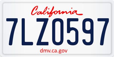 CA license plate 7LZO597