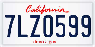 CA license plate 7LZO599
