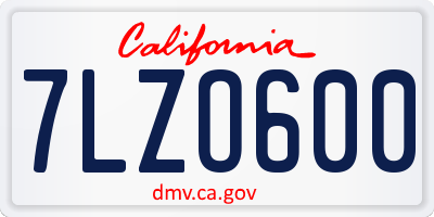 CA license plate 7LZO600