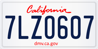 CA license plate 7LZO607