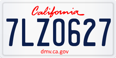 CA license plate 7LZO627