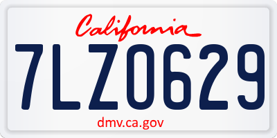 CA license plate 7LZO629