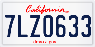 CA license plate 7LZO633