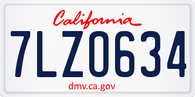 CA license plate 7LZO634
