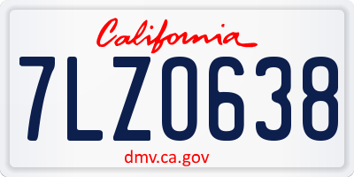 CA license plate 7LZO638