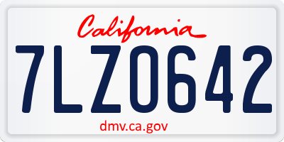 CA license plate 7LZO642