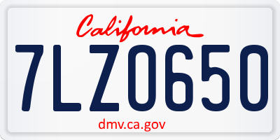 CA license plate 7LZO650