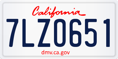 CA license plate 7LZO651