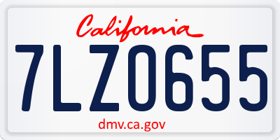 CA license plate 7LZO655
