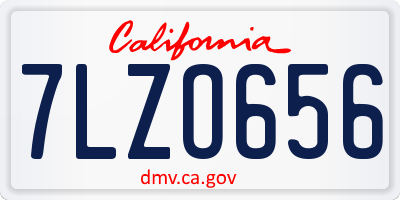 CA license plate 7LZO656