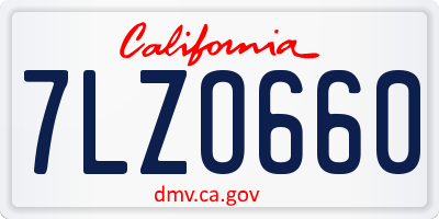 CA license plate 7LZO660