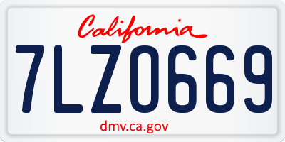 CA license plate 7LZO669