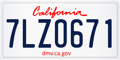 CA license plate 7LZO671