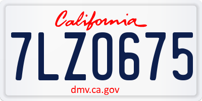 CA license plate 7LZO675
