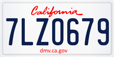 CA license plate 7LZO679