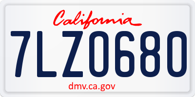 CA license plate 7LZO680