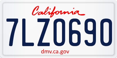 CA license plate 7LZO690