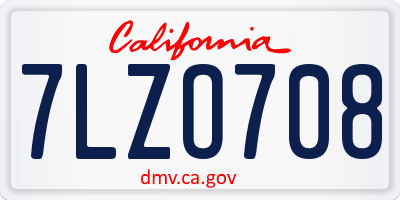 CA license plate 7LZO708