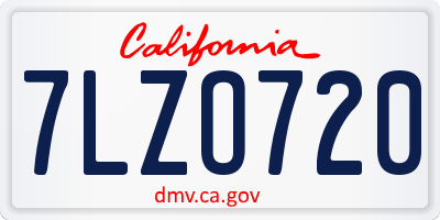 CA license plate 7LZO720