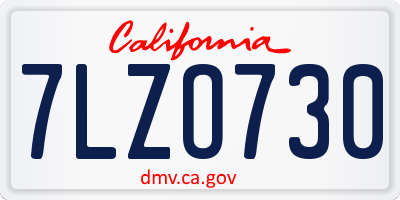 CA license plate 7LZO730