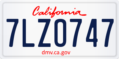 CA license plate 7LZO747