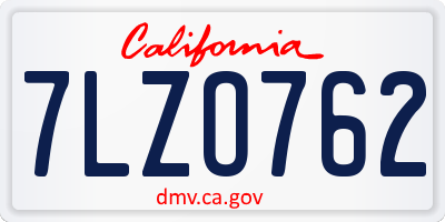 CA license plate 7LZO762