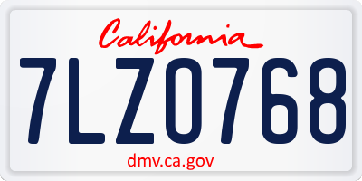 CA license plate 7LZO768