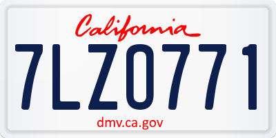 CA license plate 7LZO771