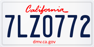 CA license plate 7LZO772