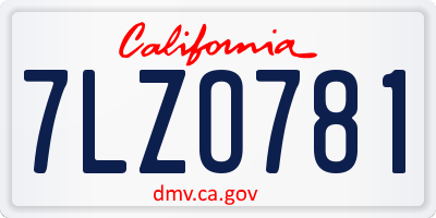 CA license plate 7LZO781