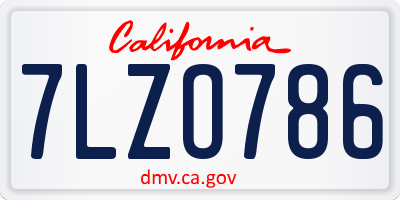CA license plate 7LZO786