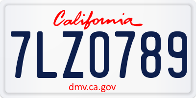 CA license plate 7LZO789