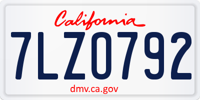 CA license plate 7LZO792