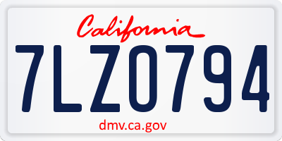 CA license plate 7LZO794