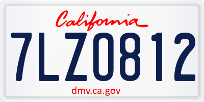 CA license plate 7LZO812