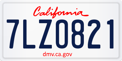 CA license plate 7LZO821